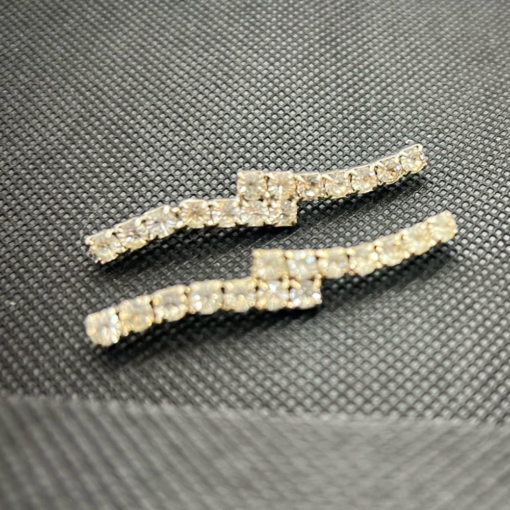 Pair of Antique Rhinestone or Crystal Silver Hair clip barrets